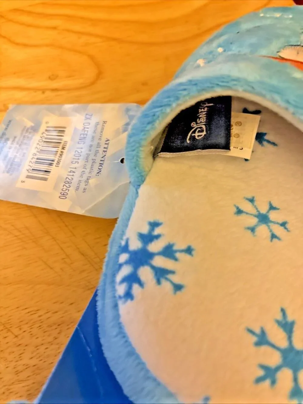 Girls Disney Frozen Olaf Plush Slippers Shoes Sz M (12-1) Blue White NWT BTS